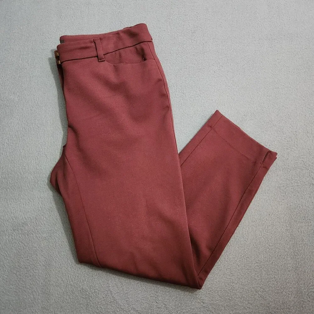 WHBM Dress Pants Women 4 Burgundy Low Rise The Slim Ankle